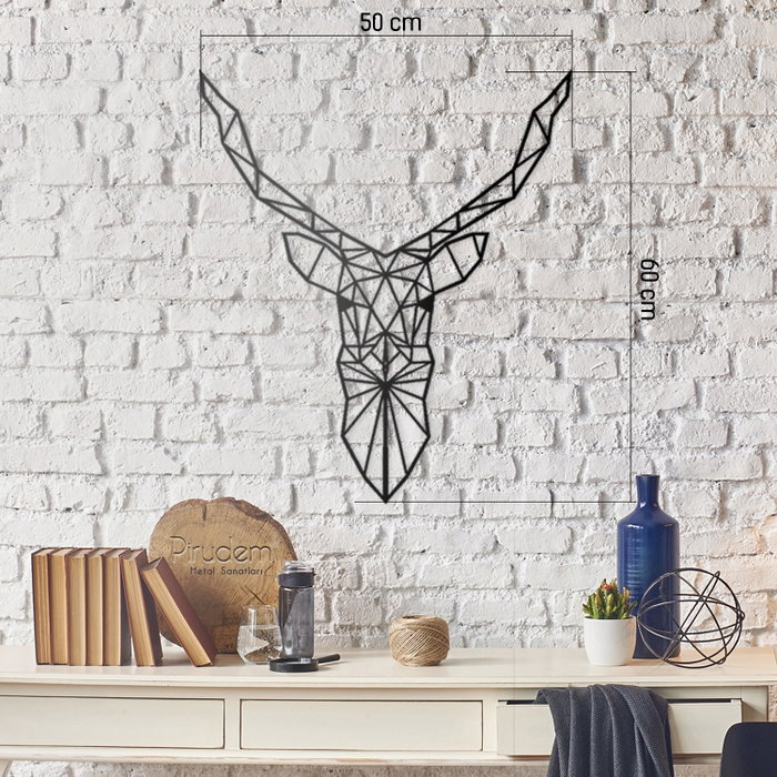 Wallity Geyik Escultura de Pared de Metal Negra